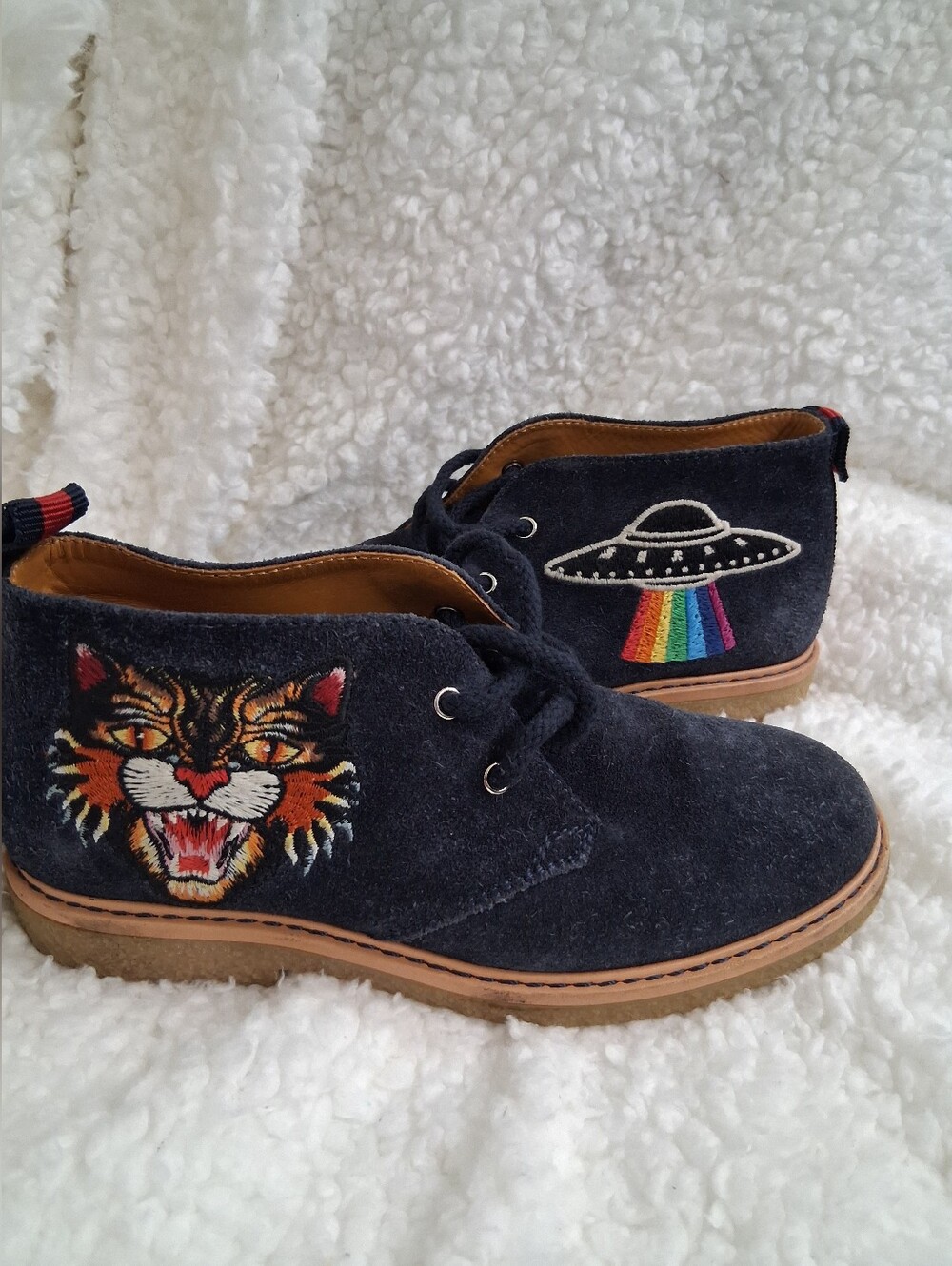 Gucci Kids Suede Ankle Boots Black Cat Ufo